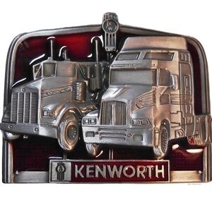 KENWORTH TRUCKS Maroon Pewter Finish Metal/Enamel BELT BUCKLE